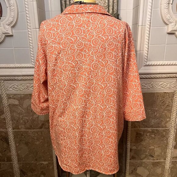 Blair Woman's Sz 2XL. Coral 3/4 Sleeve. Button Up Shirt. Poly/Rayon Blend. B31 - Picture 4 of 5